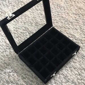 Black Velvet 24-Slot Ring Organizer Jewelry Tray